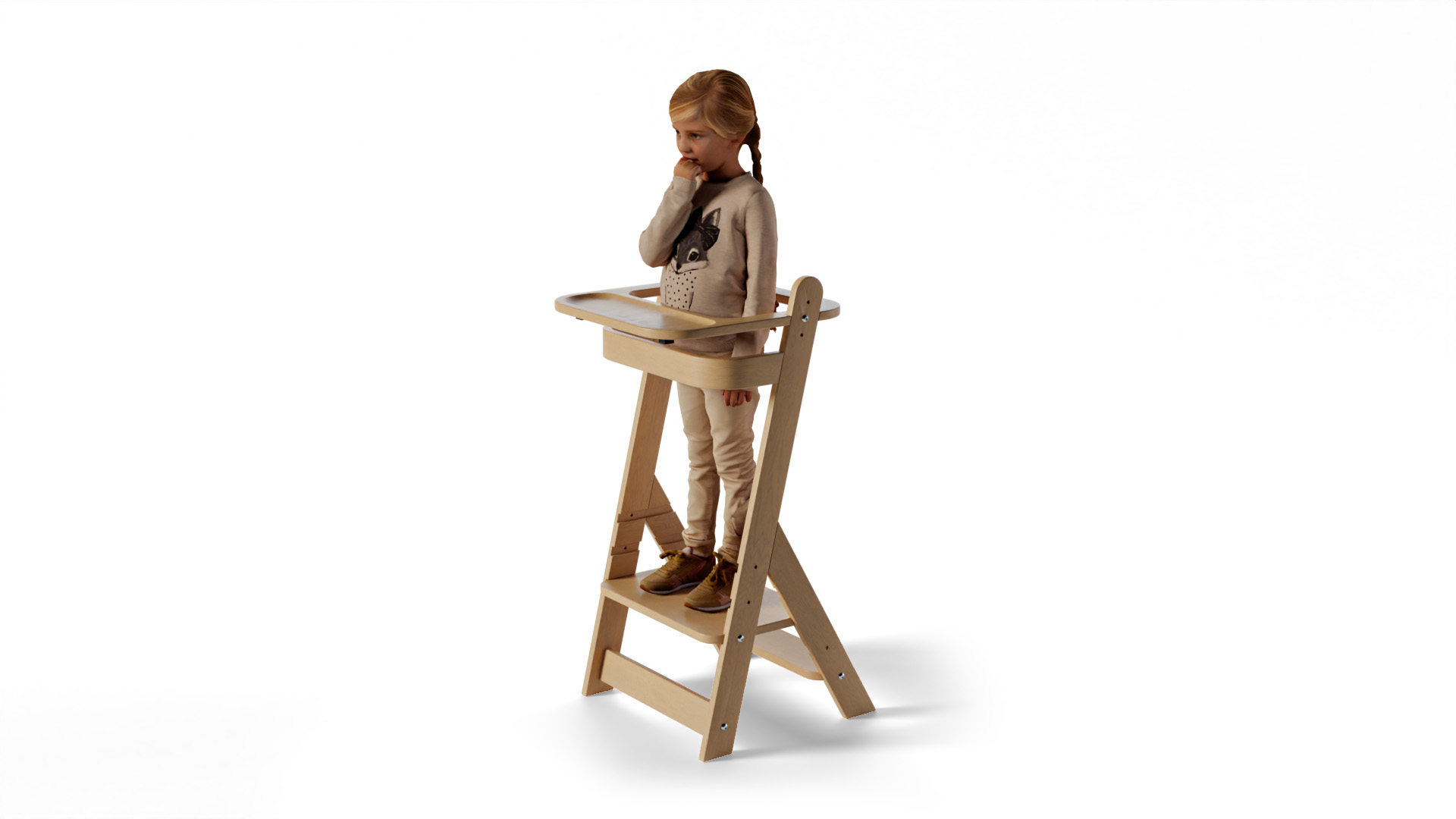 Larger child in learning tower